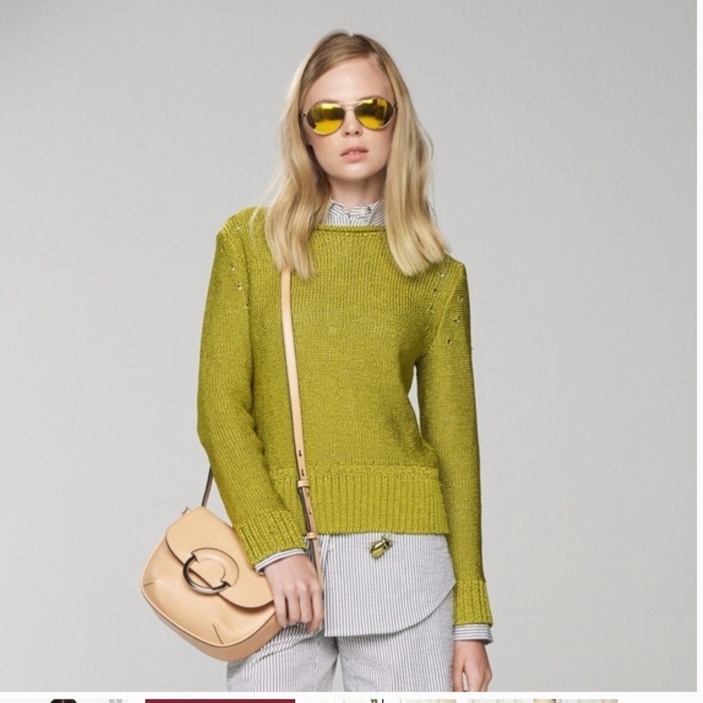 Banana Republic Lime Metallic Knit Sweater